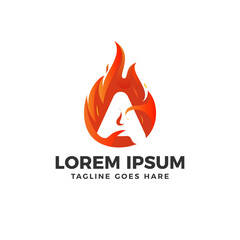 Obraz premium A Letter Fire Logo
