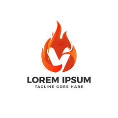 V Letter Fire Logo