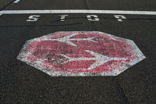 Germany, Berlin, Tempelhofer Feld, Air traffic sign on asphalt