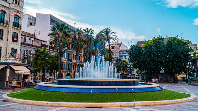 water fountain on a square in Huelva