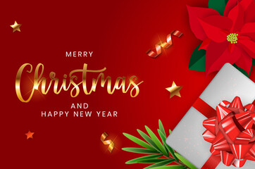 Fototapeta na wymiar Holiday New Year and Merry Christmas Background Vector Illustration