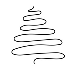 abstract christmas tree set hand-drawn from elements. monochrome vector doodle style