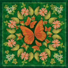 Colorful butterfly design mandala style