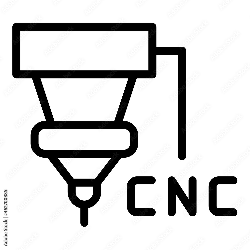 Poster iron cnc machine icon outline vector. industry tool. work lathe