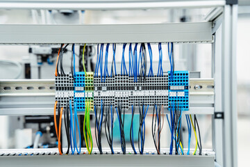 Multi-colored cables of industrial machinery, Stuttgart, Germany