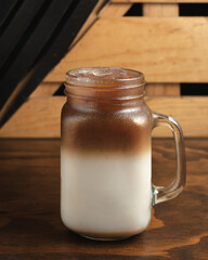cold coffee in a glass jar