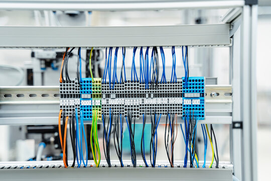 Multi-colored cables of industrial machinery, Stuttgart, Germany