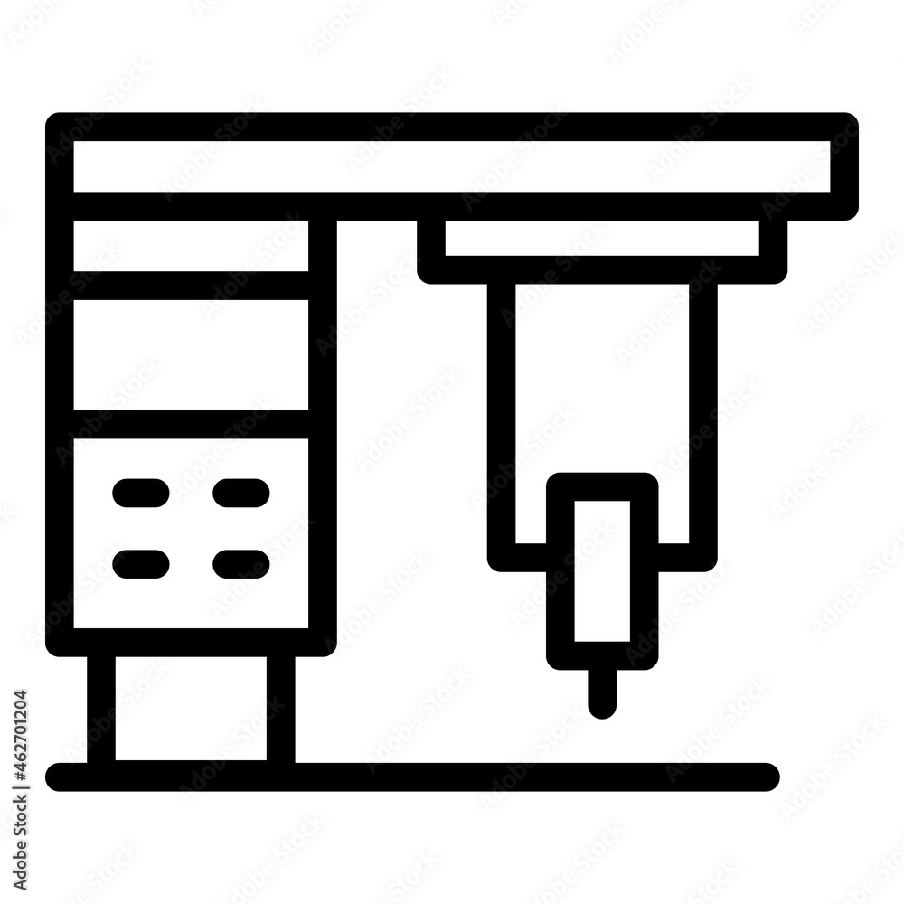 Poster hard cnc machine icon outline vector. work tool. lathe factory
