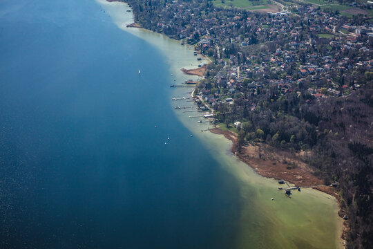 Germany, Bavaria, Schondorf am Ammersee, Aerial view of town on shore ofÔøΩLake Ammer