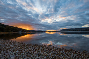 Fototapeta premium Beautiful Sunset picture at lake Untersee, Lake Constance