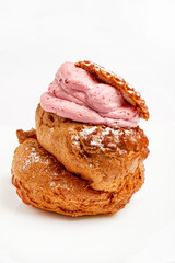 choux cream on the white