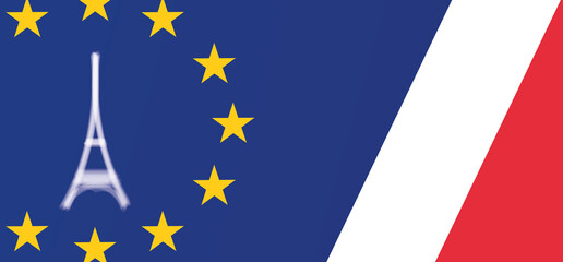 Sterne der Europäischen Union mit der Fahne von Frankreich