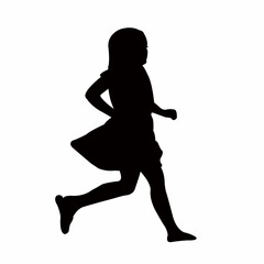 a girl running body silhouette vector