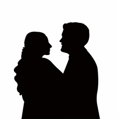 a couple head silhouette vector