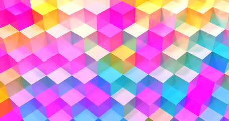 Abstract background. Cube Panoramic Background. Colorful Graphic Design. 3d rendering. Multicolored cubes.