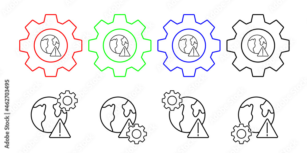 Poster warning vector icon in gear set illustration for ui and ux, website or mobile application