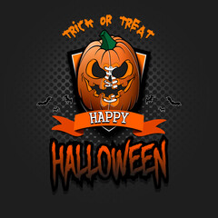 Happy Halloween. Template football design. Logo football ball in the form of a pumpkin on an isolated background. Pattern for banner, poster, greeting card, invitation. Vector illustration