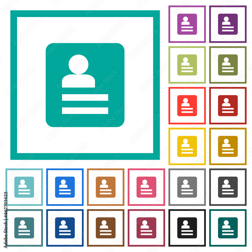 Poster user profile solid flat color icons with quadrant frames