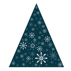 snow tree snowflakes abstract christmas tree triangle with cut out snowflakes. vector decor element