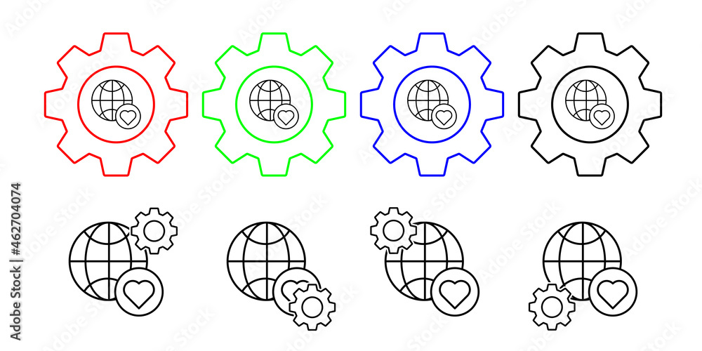 Poster heart vector icon in gear set illustration for ui and ux, website or mobile application