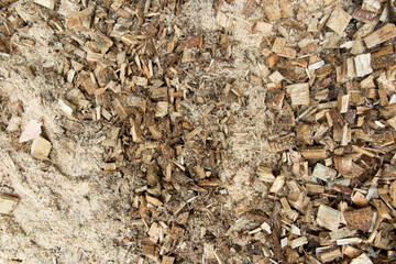 biomass, wood shredded and mixed in various ways,