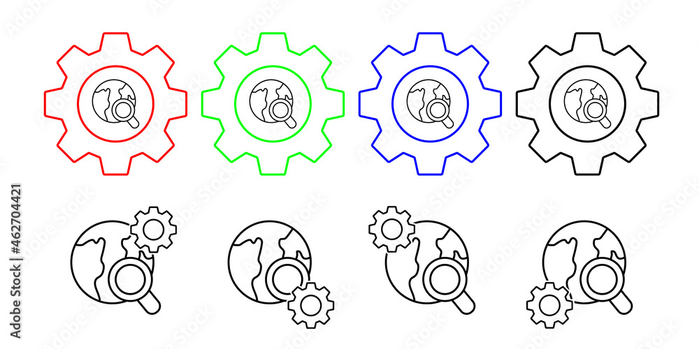Poster magnifier vector icon in gear set illustration for ui and ux, website or mobile application