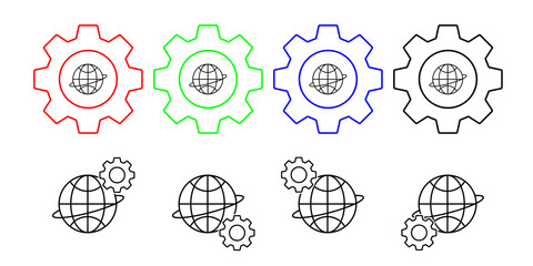 Earth vector icon in gear set illustration for ui and ux, website or mobile application