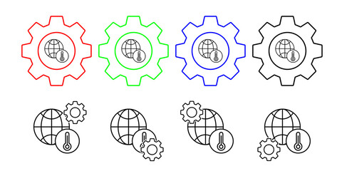 Thermometry, globe vector icon in gear set illustration for ui and ux, website or mobile application
