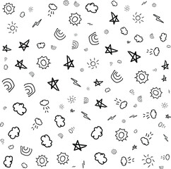 White and Black hand-drawn weather background. Abstract pattern background. Colorful wrapping paper.