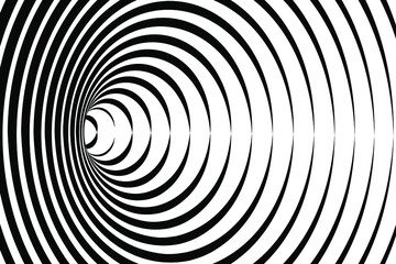White and black Wormhole background. Optical Illusion. Hypnosis tunnel vector background.	