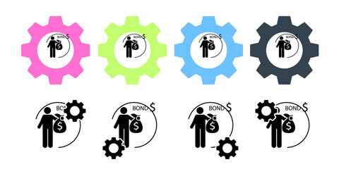 Bond, invest, investment vector icon in gear set illustration for ui and ux, website or mobile application