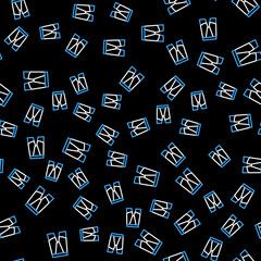 Line Cycling shorts icon isolated seamless pattern on black background. Vector