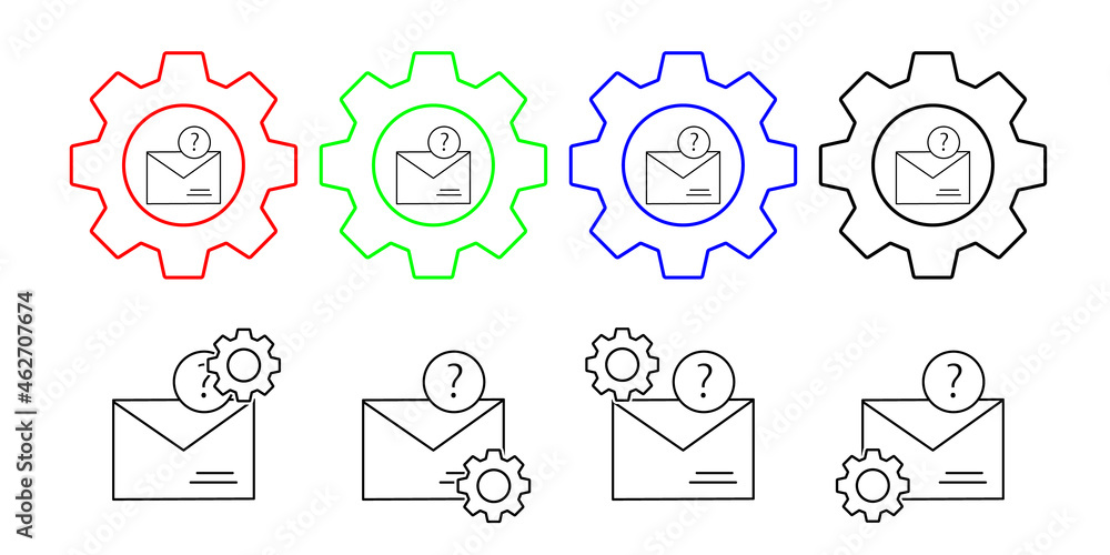 Poster email, interface, message vector icon in gear set illustration for ui and ux, website or mobile appl