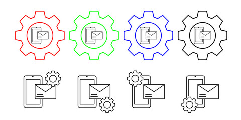 Phone, sms, email vector icon in gear set illustration for ui and ux, website or mobile application