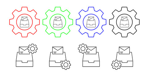 Inbox, message, tray vector icon in gear set illustration for ui and ux, website or mobile application