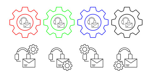 Customer services, message vector icon in gear set illustration for ui and ux, website or mobile application