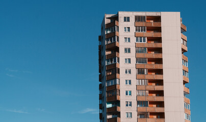 Soviet-style apartment building with balconies.