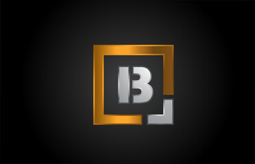 Fototapeta premium gold silver metal letter B alphabet logo design icon for business