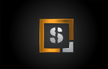 Fototapeta premium gold silver metal letter S alphabet logo design icon for business