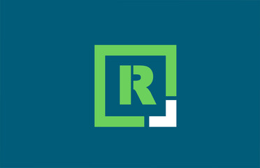 blue green letter R alphabet logo design icon for business