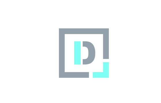 grey letter D alphabet logo design icon for business