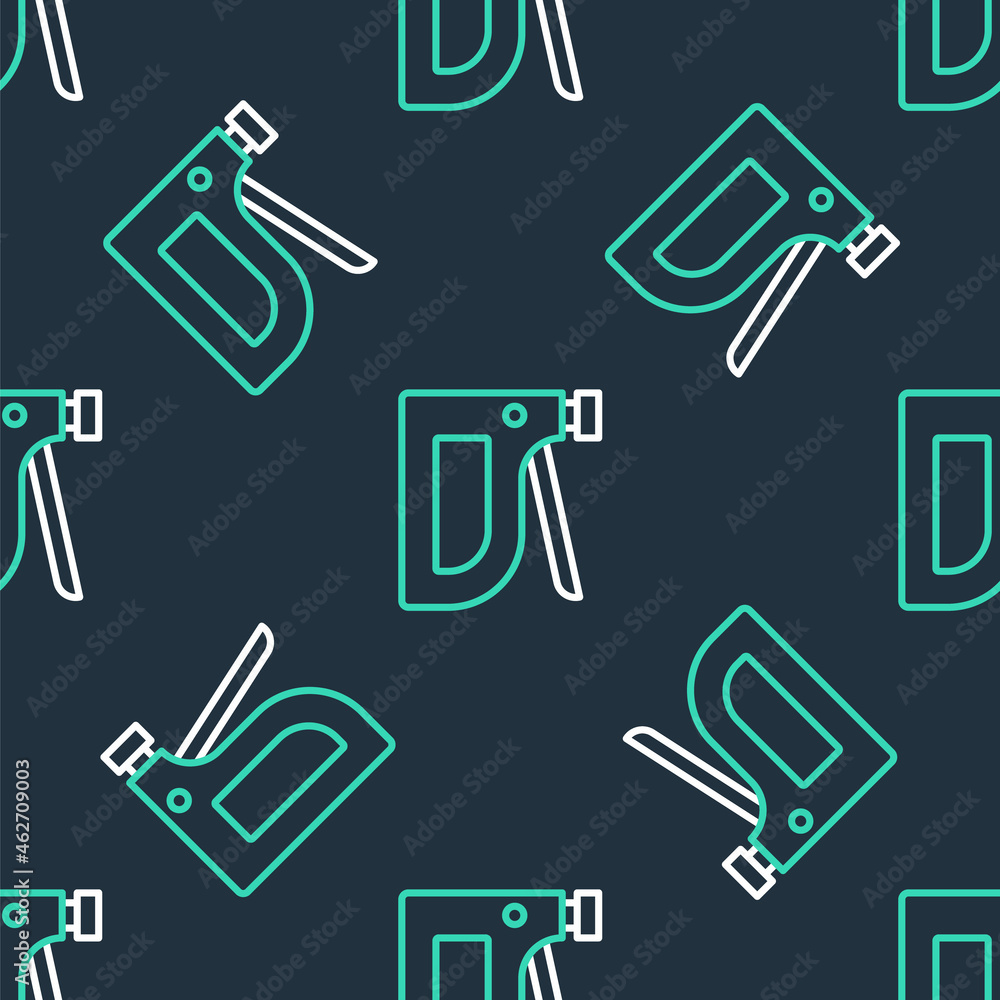 Poster line construction stapler icon isolated seamless pattern on black background. working tool. vector