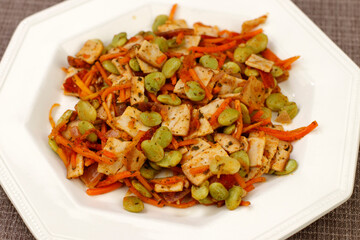 Turkey Lunchmeat with Lima Beans, Carrot, Onions and Tomato
