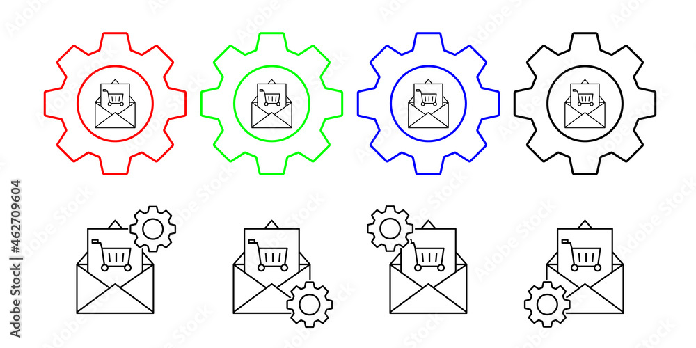 Poster commerce, email, message vector icon in gear set illustration for ui and ux, website or mobile appli
