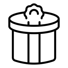 Round gift box icon outline vector. Present birthday. Cute package