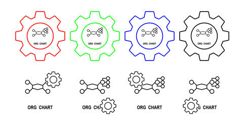 Organizational chart vector icon in gear set illustration for ui and ux, website or mobile application