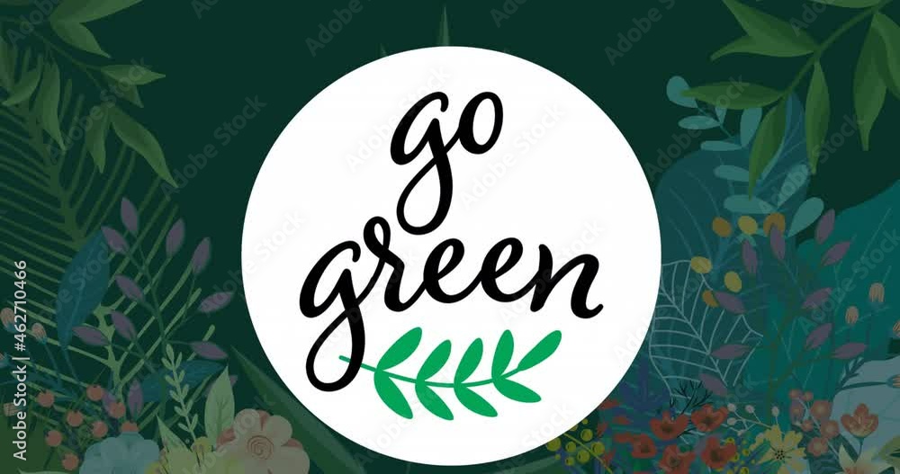 Poster animation of go green in circle on jungle background