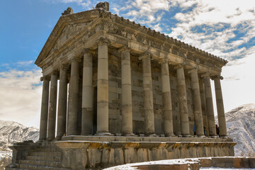 Fototapeta premium Temple of Garni in winter, Armenia
