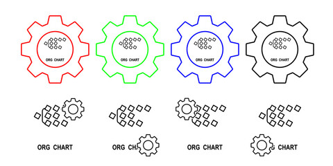 Organizational chart vector icon in gear set illustration for ui and ux, website or mobile application