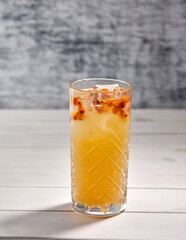 tasty cocktail on the wooden background
